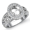 0.75Ct Diamond Engagement Ring Platinum 950 Oval Semi Mount Halo Pave Setting - javda.com 