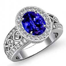 Halo Pave Filigree Shank diamond Ring Platinum 950