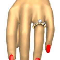 Pinched Shank 4 Prong Peg Head diamond Ring 14k Gold Yellow