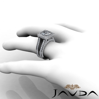 2.5Ct Diamond Engagement Ring Princess Semi Mount Halo Setting Platinum