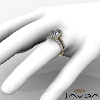 1.52Ct Pear Shape Semi Mount Halo Setting Diamond Engagement Ring Gold Y18k