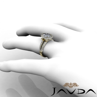 1.52Ct Pear Shape Semi Mount Halo Setting Diamond Engagement Ring Gold Y18k