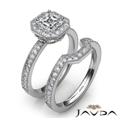 Milgrain Bezel Set Bridal diamond Ring Platinum 950