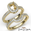 Pave Diamond Engagement Ring Cushion Bridal Set 14k Yellow Gold Semi Mount 1Ct - javda.com 