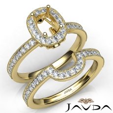 Pave Diamond Engagement Ring Cushion Bridal Set 14k Gold Yellow Semi Mount  (1Ct. tw.)