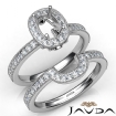 Pave Diamond Engagement Ring Cushion Bridal Set 14k White Gold Semi Mount 1Ct - javda.com 