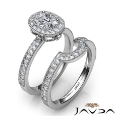 Milgrain Bezel Bridal Set diamond Ring Platinum 950