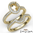 Diamond Engagement Ring Oval Halo Pave Bridal Set 18k Yellow Gold Semi Mount 1Ct - javda.com 