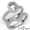 Diamond Engagement Ring Oval Halo Pave Bridal Set 18k White Gold Semi Mount 1Ct - javda.com 