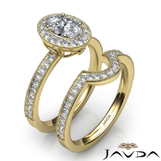 Milgrain Halo Pave Bridal diamond Ring 18k Gold Yellow