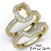 Pave Diamond Engagement Ring Emerald Bridal Set 14k Yellow Gold Semi Mount 1Ct - javda.com 