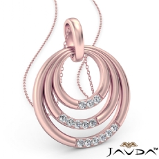 Triple Circle Pendant Necklace 18 Inch Chain In 14k Rose Gold  Diamond (0.18Ct. tw.)