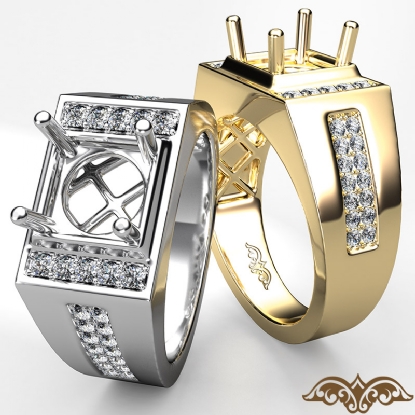 Men's Round Cut Pave Diamond Fashion Wedding 14k White Gold Solid Ring ...