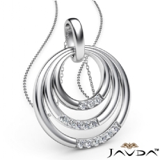 Triple Circle Pendant Necklace 18 Inch Chain In 14k White Gold 0.18Ct Diamond