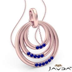 Triple Circle Pendant Necklace 18 Inch Chain In 14k Rose Gold <Dcarat> Sapphire