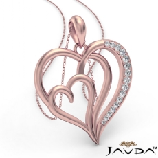 Triple Heart Pendant Necklace In 14k Rose Gold Round Diamond  (0.25Ct. tw.)