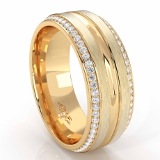 Matte & Polished Finish Round Diamond Mens Eternity Wedding Band 14k Gold Yellow  (0.4Ct. tw.)