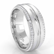 Matte & Polished Finish Round Diamond Mens Eternity Wedding Band 14k Gold 0.40Ct