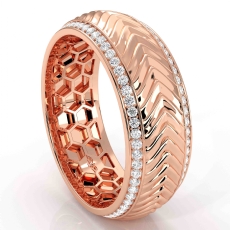 Harvest Pattern Round Diamond Eternity Men's Wedding Band 14k Rose Gold  (0.75Ct. tw.)