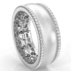 Honeycomb Dome Matte Round Diamond Men's Eternity Wedding Band 14k Gold 0.75Ct