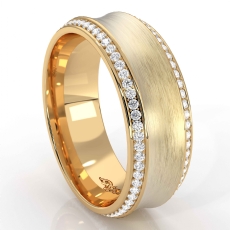 Matte Concave Round Diamond Eternity Men's Wedding Band 14k Gold Yellow  (0.75Ct. tw.)