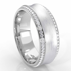 Matte Concave Round Diamond Eternity Men's Wedding Band 14k White Gold 0.75Ct