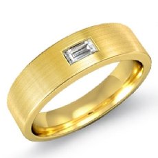 Flat Solitaire Baguette Diamond Men's Half Wedding Band 14k Gold Yellow  (0.15Ct. tw.)
