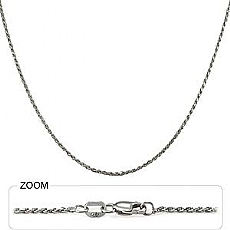 14k White Gold Diamond Cut Rope Hip Hop Chain Mens Necklace (1.5mm,18