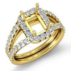 Diamond Engagement Ring 18k Gold Yellow Emerald Semi Mount Halo Pave Setting (1Ct. tw.)