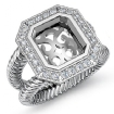 0.35Ct Diamond Engagement Ring Halo 14k White Gold Emerald Semi Mount - javda.com 