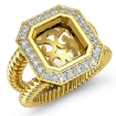 0.35Ct Diamond Engagement Ring Halo 14k Yellow Gold Emerald Semi Mount - javda.com 