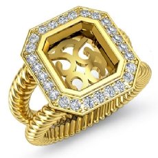 Diamond Engagement Ring Halo 18k Gold Yellow Emerald Semi Mount (0.35Ct. tw.)