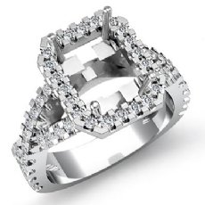 1Ct Diamond Engagement Ring Halo Setting 14K White Gold Radiant Shape Semi Mount