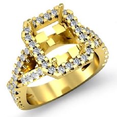 Diamond Engagement Ring Halo Setting 14k Gold Yellow Radiant Shape Semi Mount (1Ct. tw.)