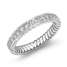 Women's Anitque Round Diamond Eternity Wedding Band Ring 14k White Gold 0.60Ct