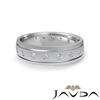 Bezel Diamond Mens Eternity Wedding Bevel Edge Dome Band 18k Gold White 0.35Ct