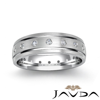 Bezel Diamond Mens Eternity Wedding Bevel Edge Dome Band 18k Gold White 0.35Ct