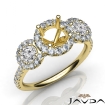 3 Stone Diamond Engagement Round Semi Mount Setting Ring 18k Yellow Gold 1Ct - javda.com 