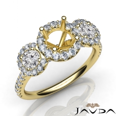 3 Stone Diamond Engagement Round Semi Mount Setting Ring 14k Gold Yellow  (1Ct. tw.)