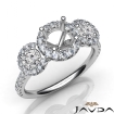 3 Stone Diamond Engagement Round Semi Mount Setting Ring Platinum 950 1Ct - javda.com 