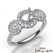 3 Stone Diamond Engagement Round Semi Mount Setting Ring 18k White Gold 1Ct - javda.com 