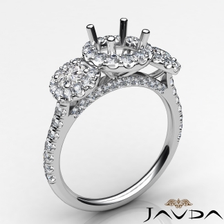 3 Stone Diamond Engagement Round Semi Mount Setting Ring 18k Gold White 1Ct