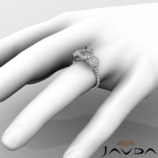 3 Stone Diamond Engagement Round Semi Mount Setting Ring 18k Gold White 1Ct