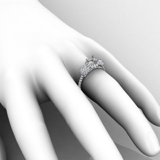 3 Stone Diamond Engagement Round Semi Mount Setting Ring 18k Gold White 1Ct
