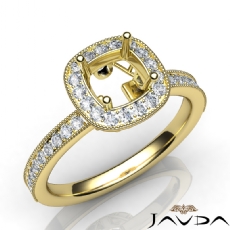 Halo Pave Setting Diamond Engagement Round Semi Mount Ring 18k Gold Yellow  (0.5Ct. tw.)