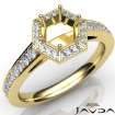 Hexagon Pave Setting Diamond Engagement Round Semi Mount Ring 18k Yellow Gold 0.5Ct - javda.com 