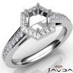 Hexagon Pave Setting Diamond Engagement Round Semi Mount Ring 18k White Gold 0.5Ct - javda.com 