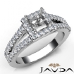 Diamond Engagement Princess Semi Mount 14K W Gold Halo Prong Setting Ring 0.75Ct