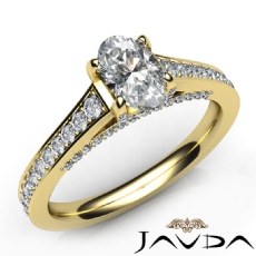 Pave Bridge Classic Sidestone diamond Ring 14k Gold Yellow