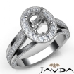 Halo Pre-Set Diamond Engagement 18k White Gold Oval Semi Mount Millgrain Ring 1.25Ct - javda.com 